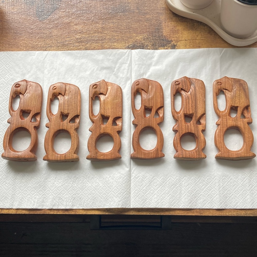 Carved wood napkin rings